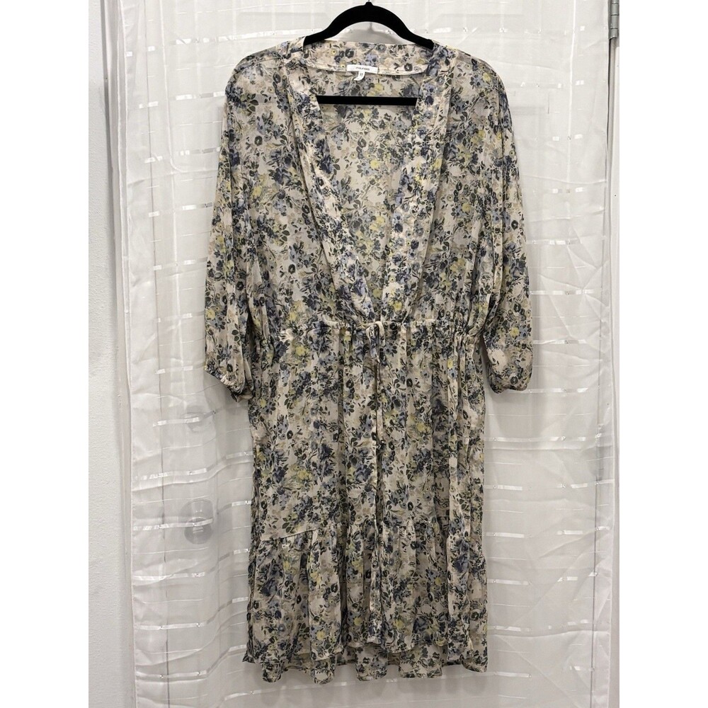 Maurices XL Floral Swim Cover-Up Sheer Boho Tie Waist Ruffle Hem Beach